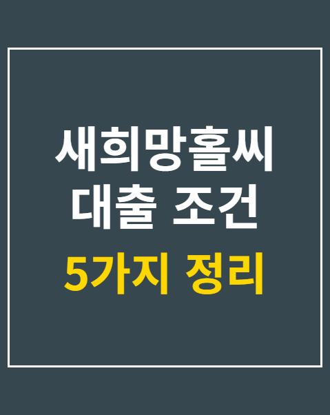 새희망홀씨 대출 조건