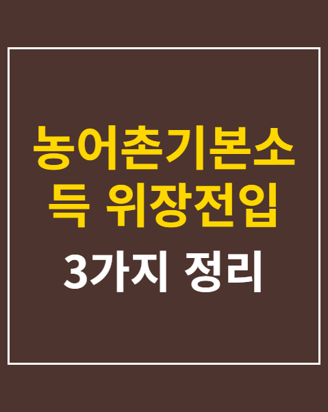 농어촌기본소득 위장전입 단속 기준