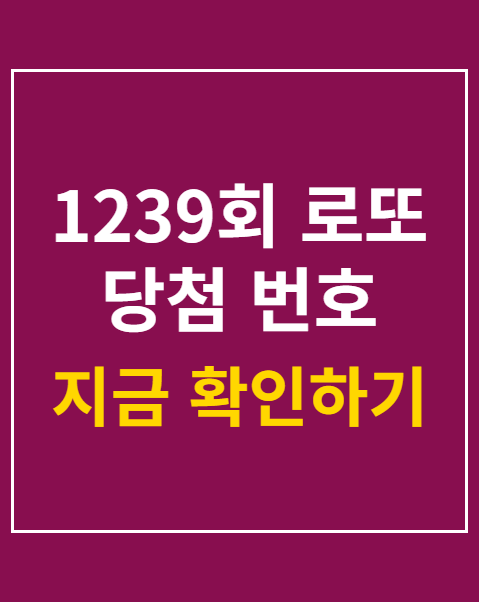 1239회 로또 당첨 번호