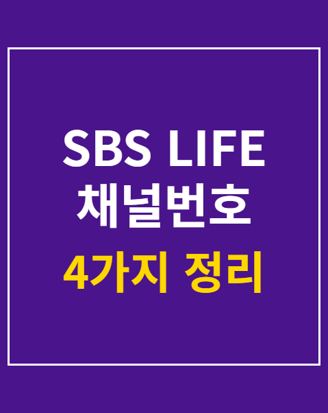 SBS LIFE 채널번호 지역별 4가지 확인법