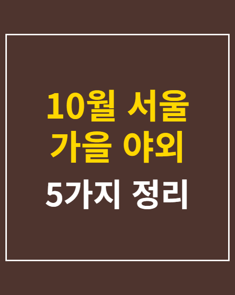 10월 서울 가을 야외 페스티벌